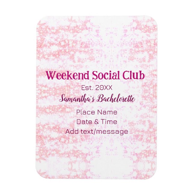 Helg Social klubb rosa glitter möhippa fest Magnet (Vertikal)