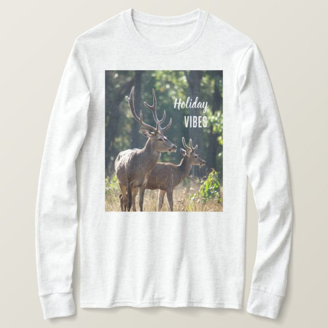 Helg Vibes Hjortar Långärmad Överdel T Shirt (Design framsida)