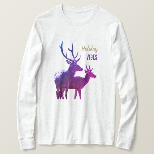 Helg Vibes Hjortar Långärmad Top T Shirt (Design framsida)