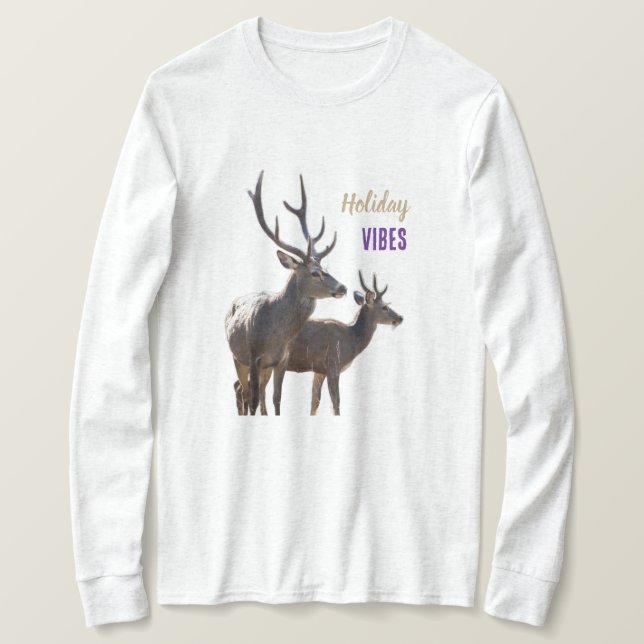 Helg Vibes Hjortar Långärmad Topp T Shirt (Design framsida)