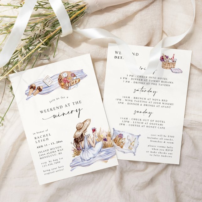 Helg vid Winery Picnic Cottage Bachelorette Inbjudningar (Skapare uppladdad)