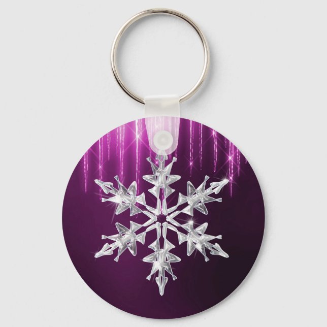 Helg Vinter Glas Jul Snöflinga Nyckelring (Framsida)