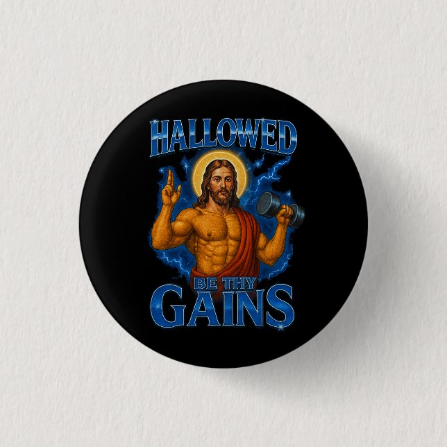 Helgad Får Dina Fördelar Gym Jesus - Åska Knapp (Framsida)