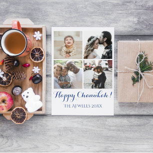 Helgdag 4 Foton Lycklig Chanukah Family White Julkort