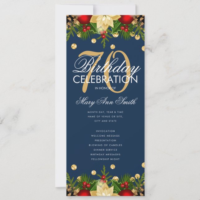 Helgdag 70:e Födelsedagsfest-menyn för Guld-flotta Inbjudningar (Framsida)