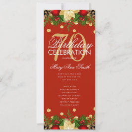 Helgdag 70:e Födelsedagsfesten Program Guld Red Me