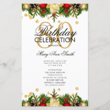 Helgdag 80:e Födelsedagsfesten Program Guld w/ Men