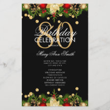 Helgdag 80:e Födelsedagsfesten Program Guld w/ Men