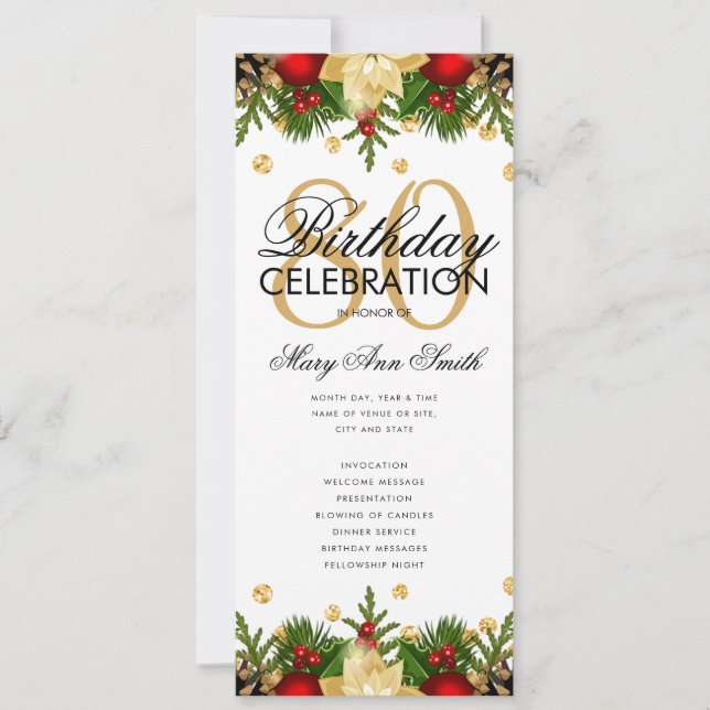 Helgdag 80:e Födelsedagsfesten Program Guld w/ Men (Framsida)