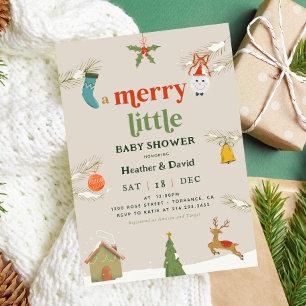 Helgdag A Merry Little Baby Shower Inbjudningar