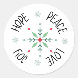 Helgdag Advent Red & Grönt Snowflake Runt Klistermärke