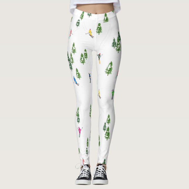 Helgdag Alpine Skiers hoppas över jul Leggings (Framsida)