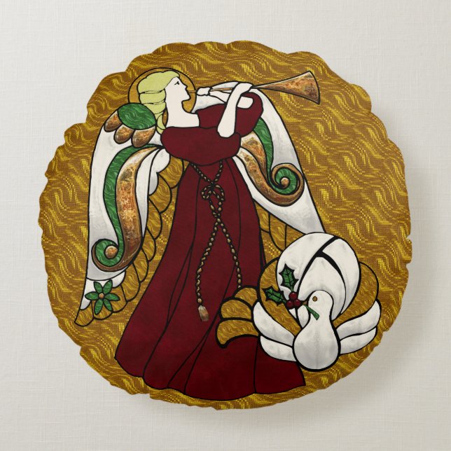 Helgdag Angel Rund Kudde (Framsidan)