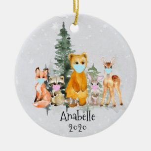 Helgdag Animal Woodland personlig Ansikte Mask Julgransprydnad Keramik