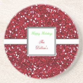 Helgdag anpassningsbar Red Glitter Design Underläg Underlägg Sandsten