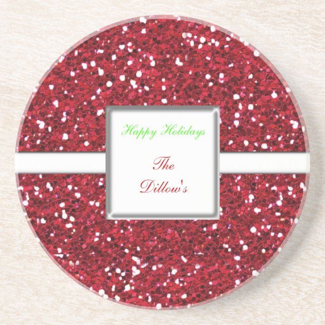 Helgdag anpassningsbar Red Glitter Design Underläg Underlägg Sandsten (Framsidan)
