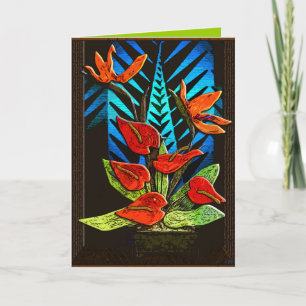 Helgdag Anthurium - Vivid Red and Grönt Plus Blue Helgkort