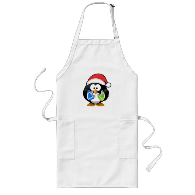 Helgdag Apron - julpenguin Långt Förkläde (Framsidan)