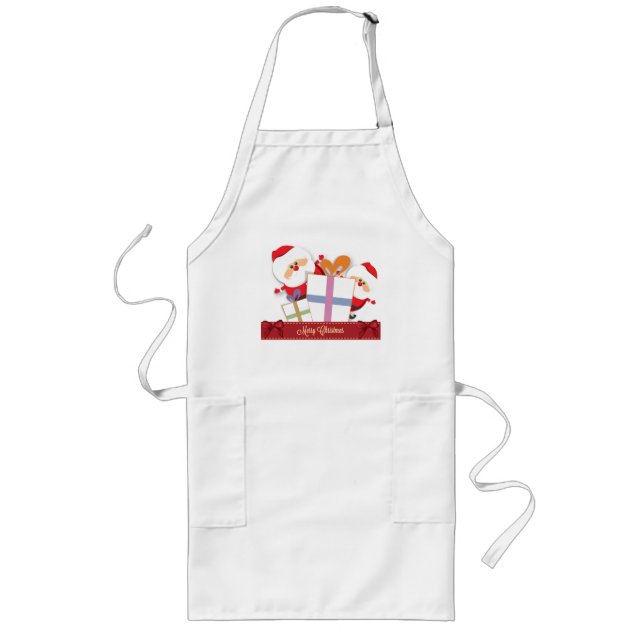 Helgdag Apron - jultomten och Paket Långt Förkläde (Framsidan)