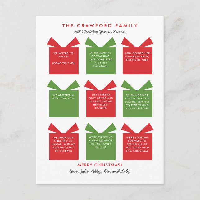 Helgdag-år för att granska julvykort vykort (Framsida)