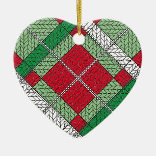HELGDAG ARGYLE STICKA Ceramic Heart Ornament
