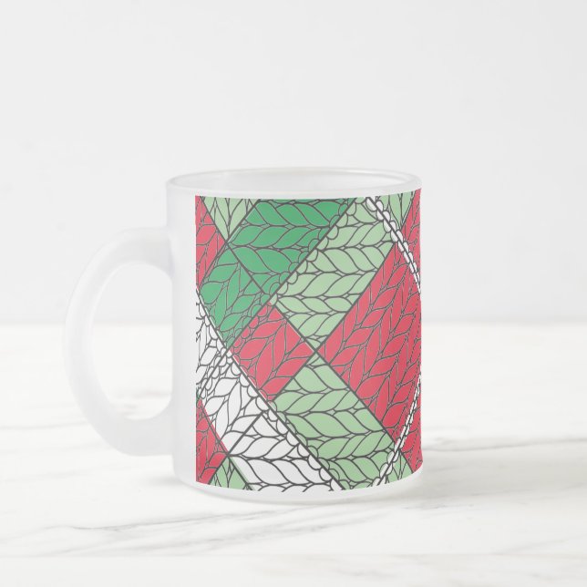 HELGDAG ARGYLE STICKA Frostat Glas Mugg (Vänster)