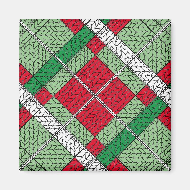 HELGDAG ARGYLE STICKA-kvadratmagnet Magnet (Framsidan)
