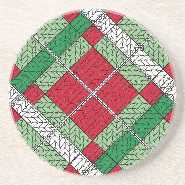 HELGDAG ARGYLE STICKA Round Sandstone Underlägg (Framsidan)
