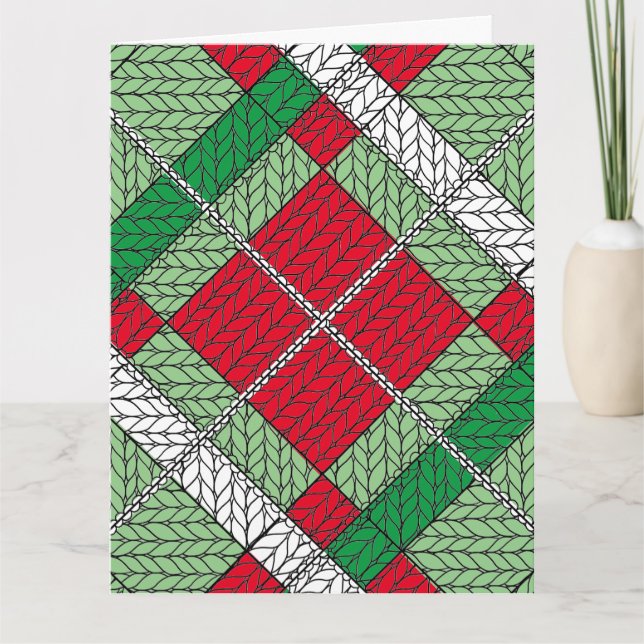HELGDAG ARGYLE STICKA stort julkort Kort (Framsida)