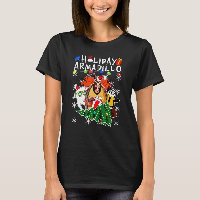 Helgdag Armadillo Animal Julafton T Shirt (Framsida)
