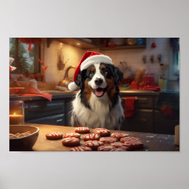 Helgdag Australian shepherd julkakor Poster