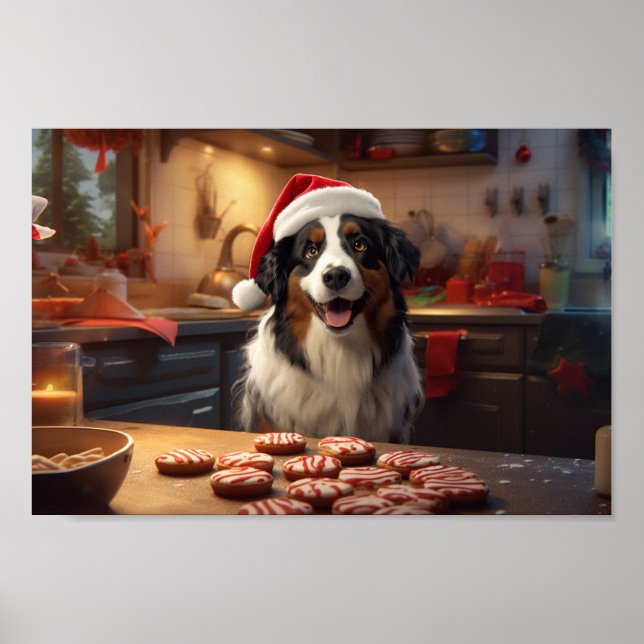 Helgdag Australian shepherd julkakor Poster (Framsidan)