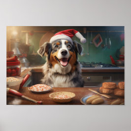 Helgdag Australian shepherd julkakor Poster