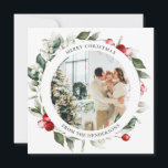 Helgdag av andningsfoto för god jul berry julkort<br><div class="desc">Det moderna fotojulkortet har helgdag,  fred,  Kärlek och Joy hälsning med foto och botaniska bär och löv.</div>