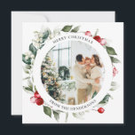 Helgdag av andningsfoto för god jul berry julkort<br><div class="desc">Det moderna fotojulkortet har helgdag,  fred,  Kärlek och Joy hälsning med foto och botaniska bär och löv.</div>