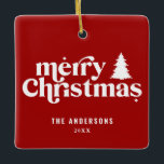 helgdag av återbildsteckensnitt för god jul julgransprydnad keramik<br><div class="desc">helgdag för återfotot i god jul. Med modern hand plockade och träd.</div>