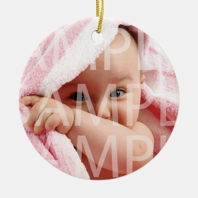 helgdag av baby-födelserekord, guldband julgransprydnad keramik (Framsidan)