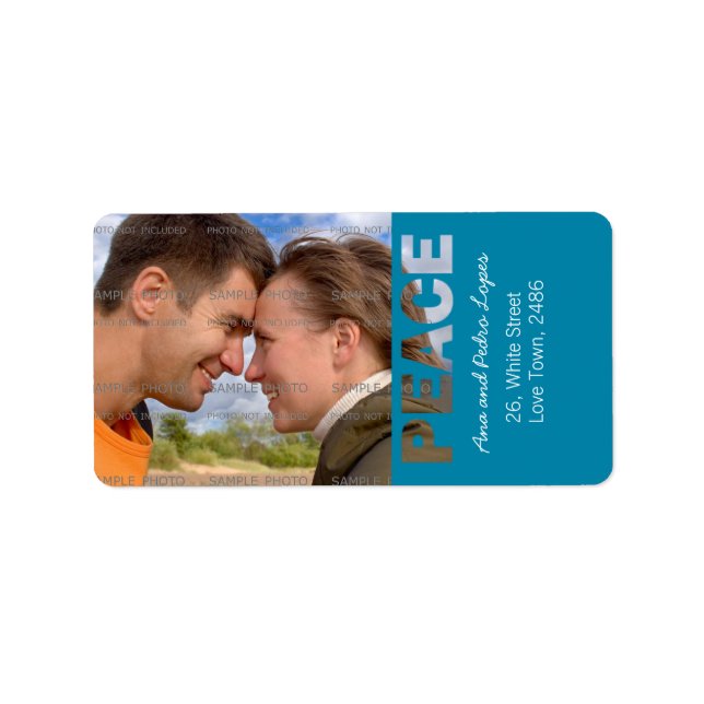 Helgdag av Blue jul Peace Personlig Photo Adressetikett (Framsidan)