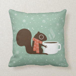 Helgdag av ekorre Kaffe Älskare Woodland Kudde