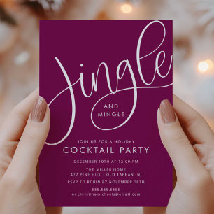 Helgdag av elegant Plum ’Jingle and Mingle’ Inbjudningar