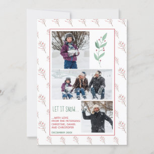helgdag av familjefoto för rosa av gräs grönt julkort