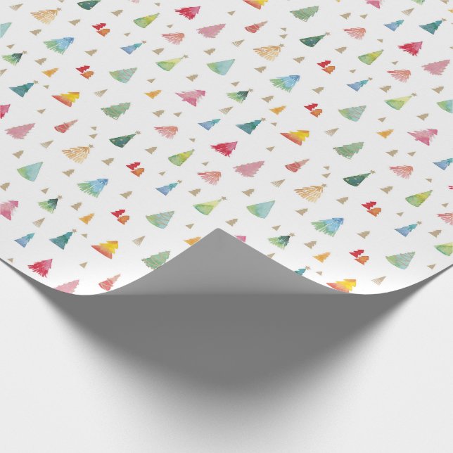 Helgdag av färglöst vattenfärg Julgranar Presentpapper (Hörn)