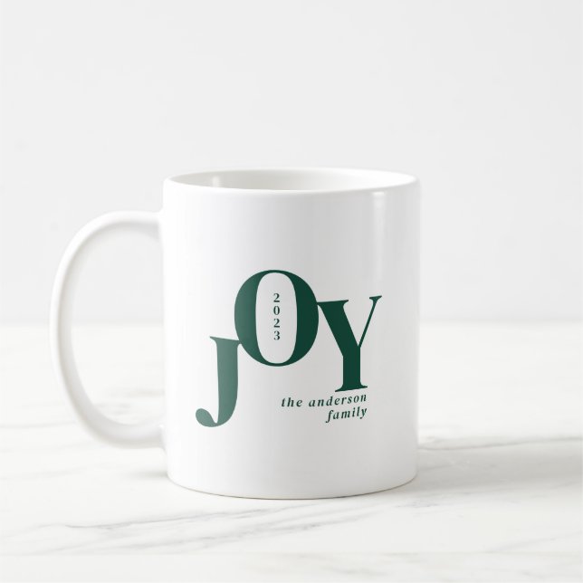Helgdag av grönt Festive Minimalist Joy Typography Kaffemugg (Vänster)