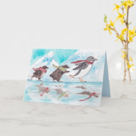 Helgdag av isfär-penguiner kort