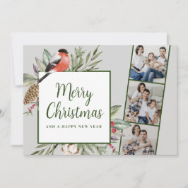Helgdag av julfotopapper i familjen Greenery Julkort
