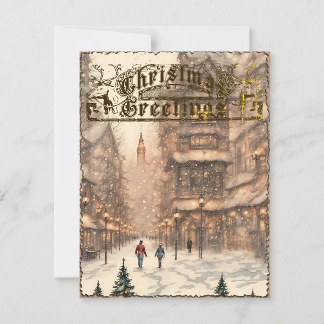 Helgdag av julhälsningar, Vintage Julkort (Framsida)