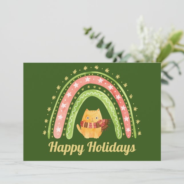 Helgdag av julklapp och regnbåge för Personlig Julkort (Stående Fram)