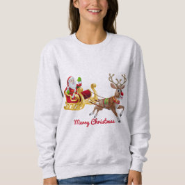 Helgdag av julrött Golden Santa Sleigh Reindeer T Shirt