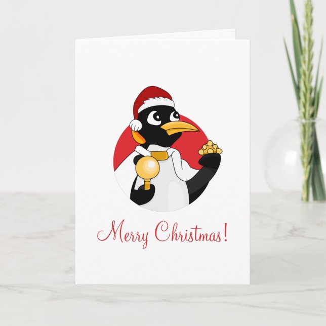 Helgdag av kejsarpenguin tecknad-kort helgkort (Framsida)