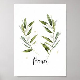 Helgdag av PEACE-oliver i löv Poster